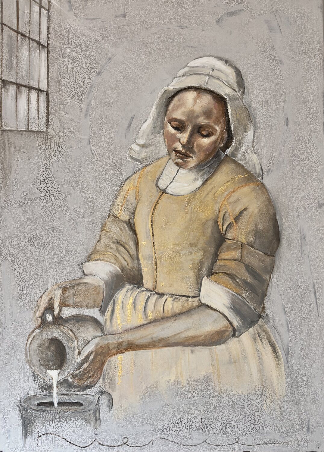 The Milkmaid — contemporary reinterpretation NIENKE VISSCHER Original painting for sale