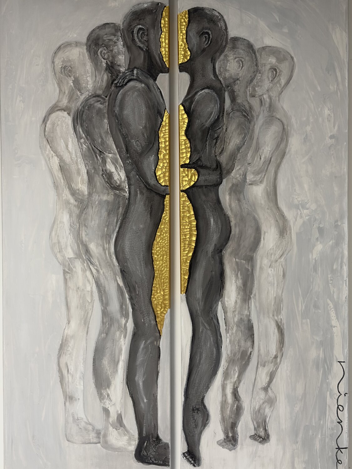 In His Presence — AGAPE Series | Hero Sculptural Diptych (No. 4 of 5) NIENKE VISSCHER Original painting for sale