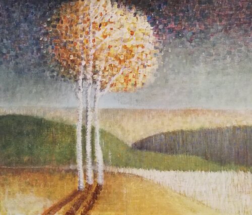Trois arbres, une nuit d'automne by Annie Vandemalle, Painting for Sale on Select