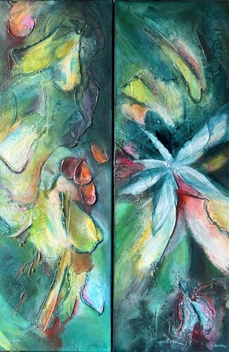Gärten im Dialog · Diptychon by Susanne Dowden, Painting for Sale on Select