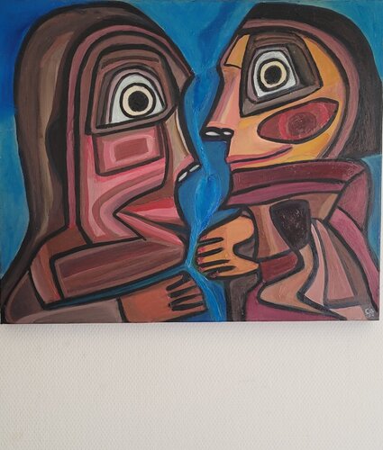 Rencontre de 2 âmes by Safaa Abbaoui, Painting for Sale on Select