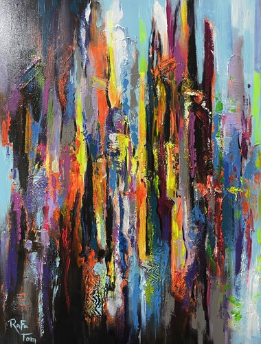 Busy city by Rafa Tom, Painting for Sale on Select