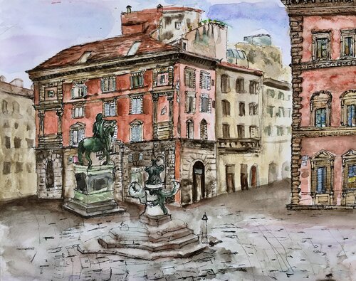 Piazza della SS. Annunziata by Jomay Tam, Painting for Sale on Select