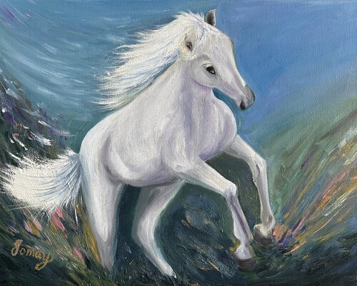 White horse by Jomay Tam, Painting for Sale on Select