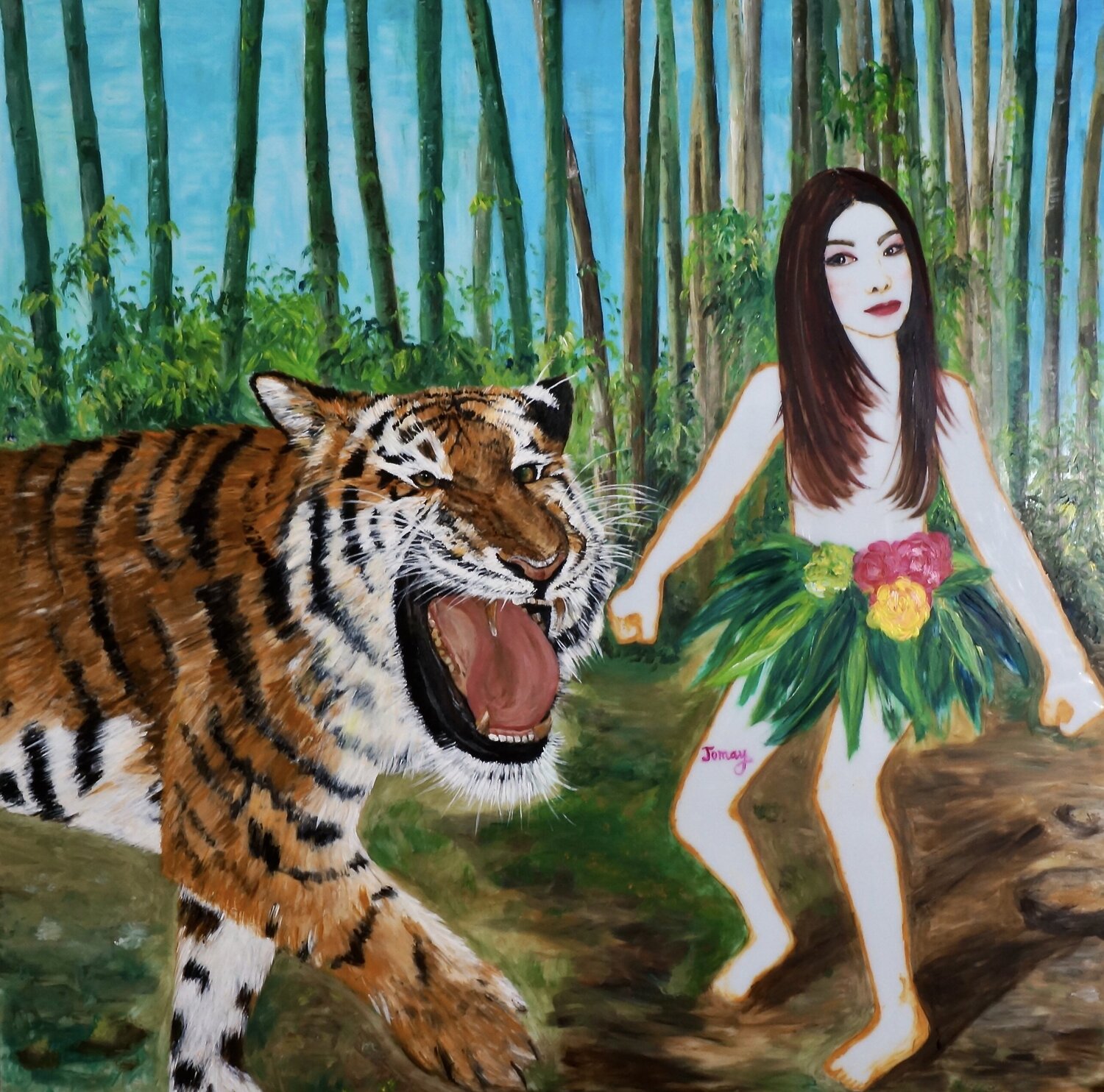 Beauty and the beast II Jomay Tam Original painting for sale