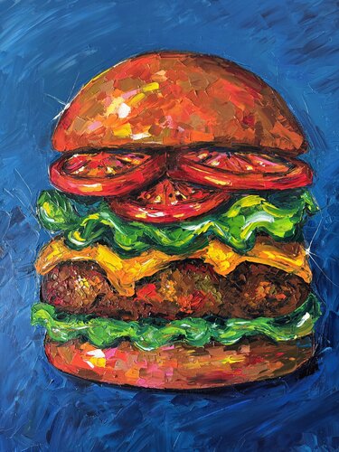 Burguer Lust by Elisabet Alba Rio, Painting for Sale on Select