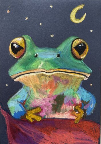 Moonlit frog by Elisabet Alba Rio, Painting for Sale on Select