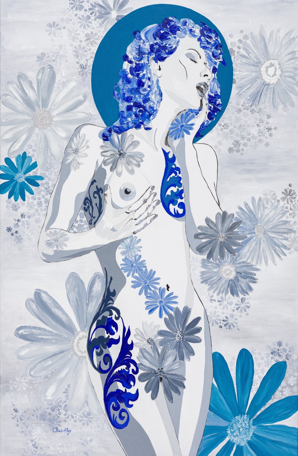 REVELATION 8 : FLEURS DE PEAU Chris Alys Original painting for sale