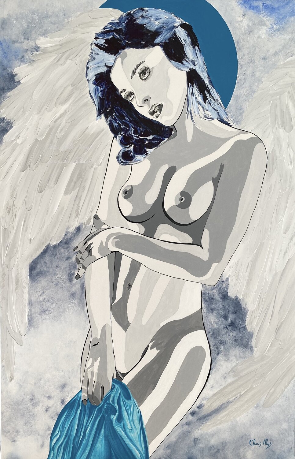 Révélation 15 : L’ANGE BLEUE Krysterra - ex Chris-Alys Original painting for sale
