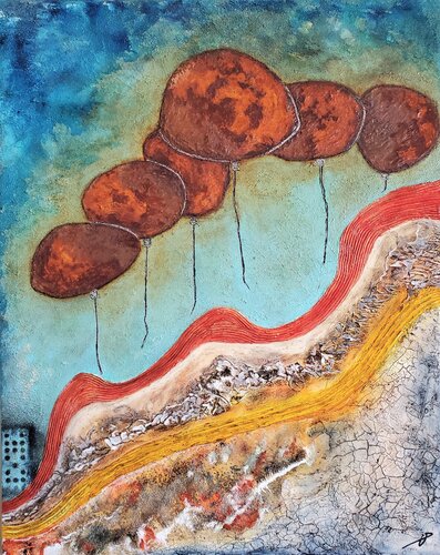 Les ballons et la rouille by Philippe Urbin, Painting for Sale on Select