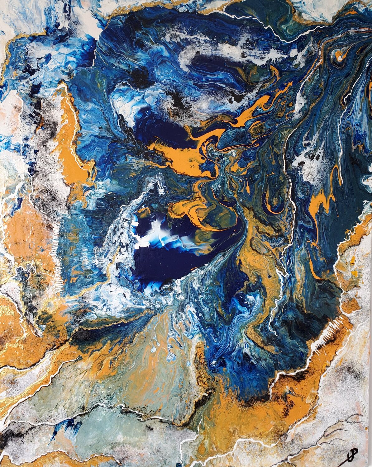 Symphonie en bleu et orange Philippe Urbin Original painting for sale