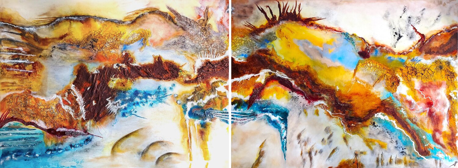 La séduction du paysage de mes rêves (Diptyque) Philippe Urbin Original painting for sale