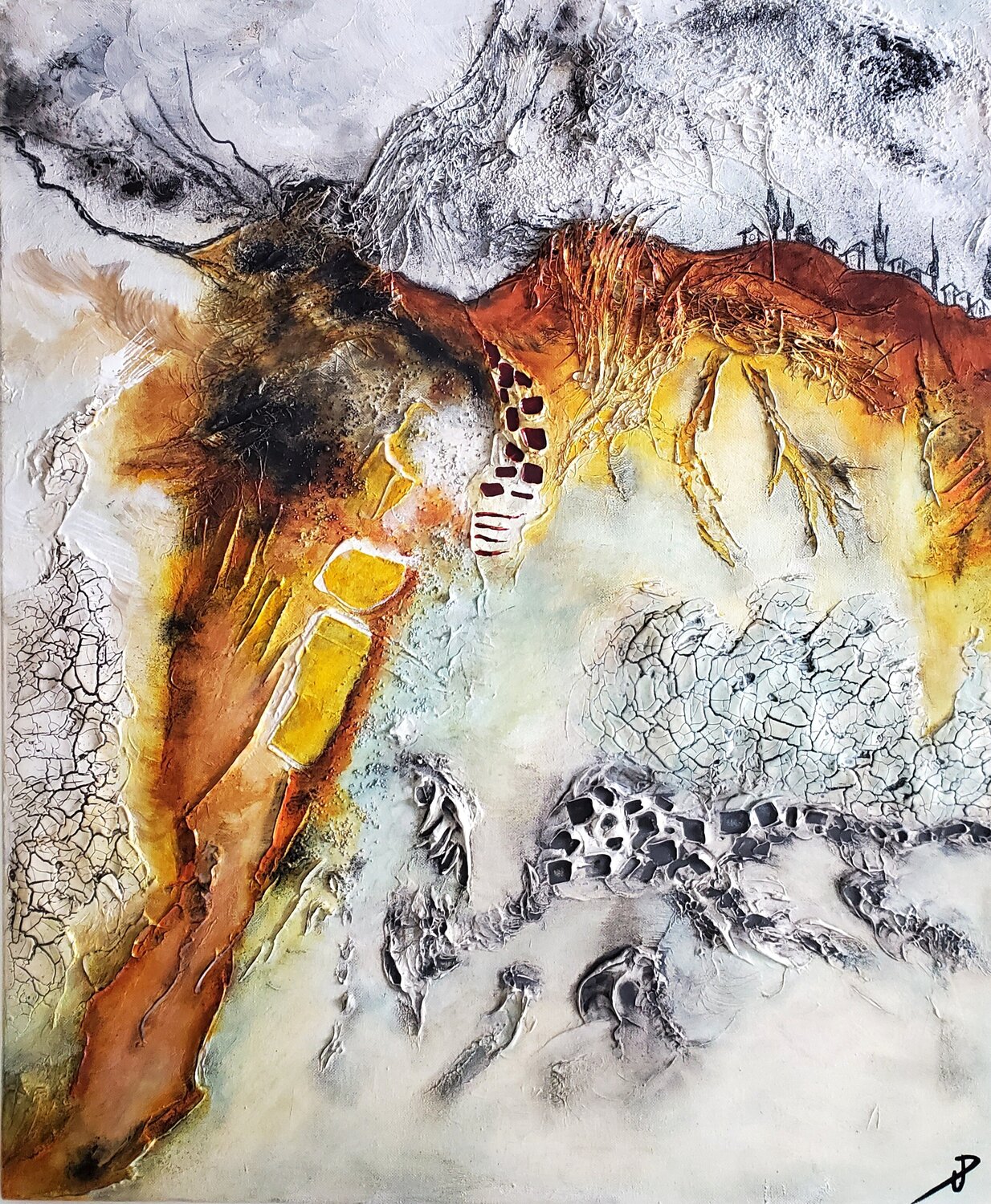 Le mystère du village Philippe Urbin Original painting for sale
