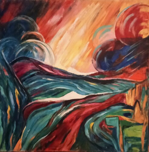 Licht kommt immer durch (Sonnenlandschaften) by Olga Schrufer-Kozlova, Painting for Sale on Select