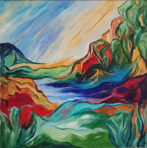 Au bord du lac by Olga Schrufer-Kozlova, Painting for Sale on Select