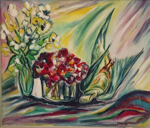 Nature morte avec pigeon by Olga Schrufer-Kozlova, Painting for Sale on Select