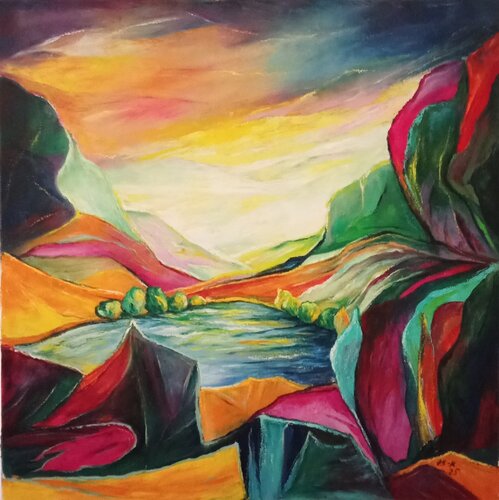 Petit Lac caché by Olga Schrufer-Kozlova, Painting for Sale on Select