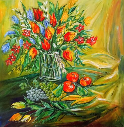 Fleurs et fruits by Olga Schrufer-Kozlova, Painting for Sale on Select