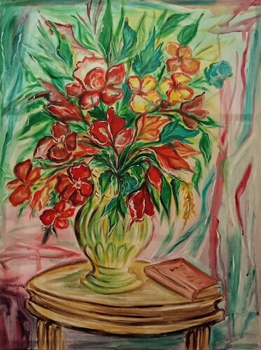 Nature morte avec un livre by Olga Schrufer-Kozlova, Painting for Sale on Select