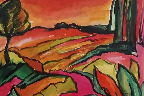 Coucher de Soleil by Olga Schrufer-Kozlova, Painting for Sale on Select