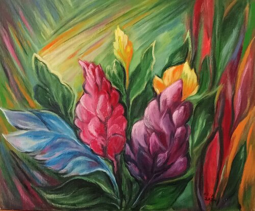 Nature morte - Mon jardin by Olga Schrufer-Kozlova, Painting for Sale on Select