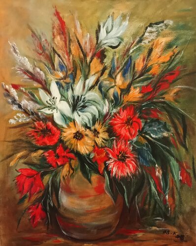 Fleurs by Olga Schrufer-Kozlova, Painting for Sale on Select