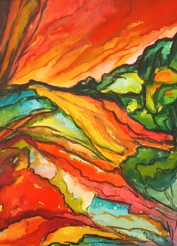 Paysage vallonné 2 by Olga Schrufer-Kozlova, Painting for Sale on Select