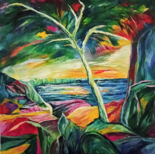 L'arbre et la mer von Olga Schrufer-Kozlova, Malerei kaufen auf Select