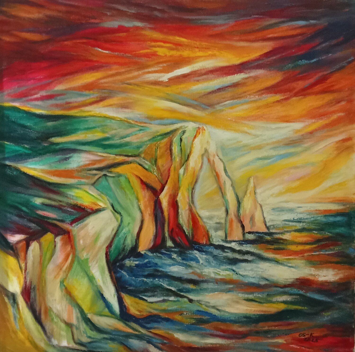Falaises d' Etretat Olga Schrufer-Kozlova Original painting for sale
