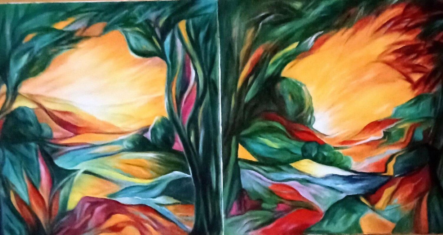 Dyptic - Plein de soleil + Soleil intense Olga Schrufer-Kozlova Original painting for sale