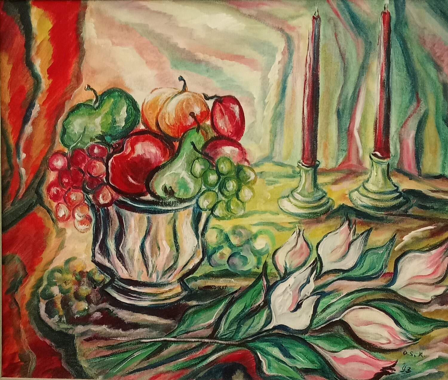 Nature morte aux tulipes Olga Schrufer-Kozlova Original painting for sale