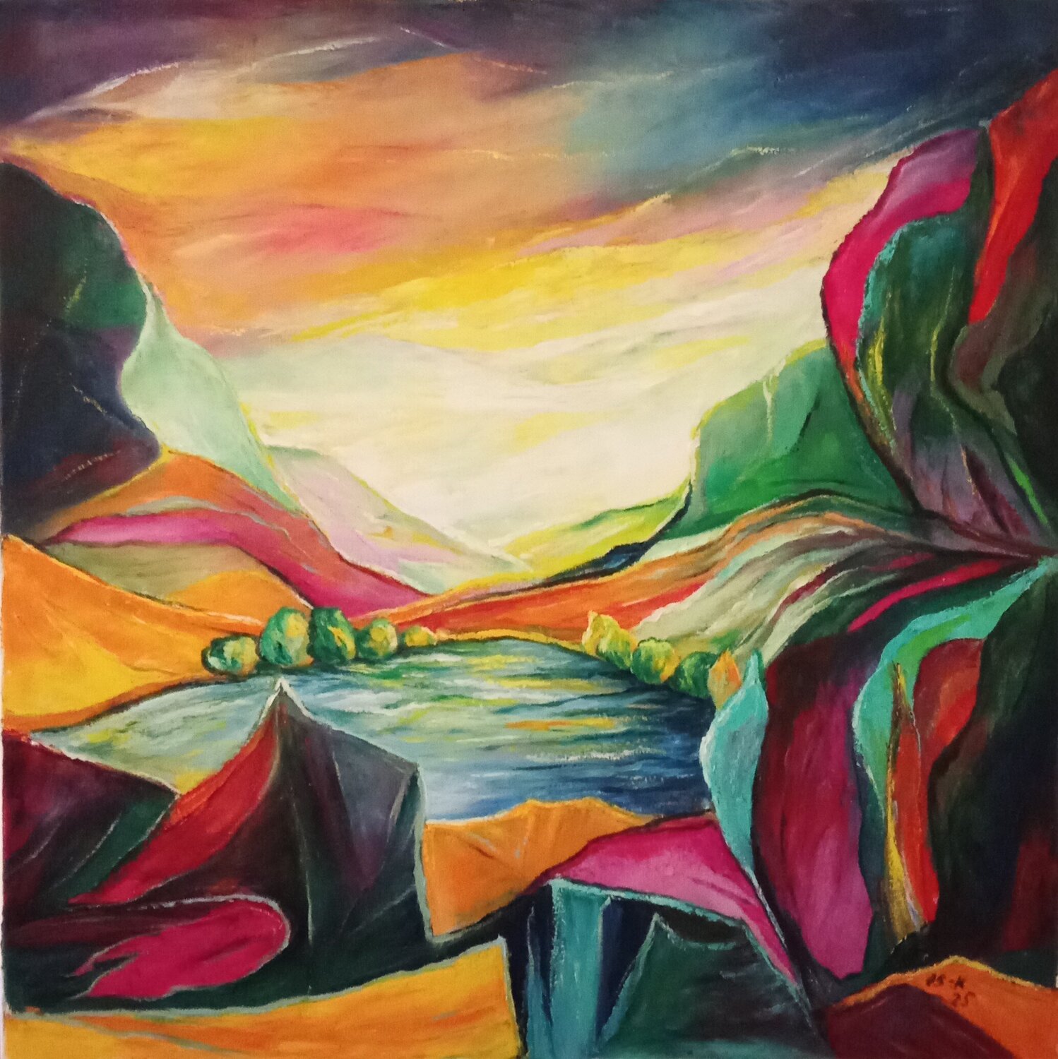 Petit Lac caché Olga Schrufer-Kozlova Original painting for sale