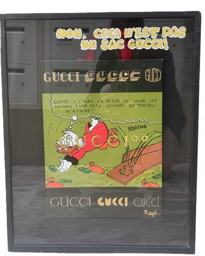 Picsou: "non ce n'est pas un sac Gucci ! "    piece unique by RAPH, Painting for Sale on Select