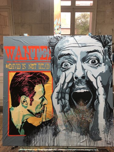 HOMMAGE A BOWIE "SERIE WANTED" David is not dead ! by François Poulat, Painting for Sale on Select