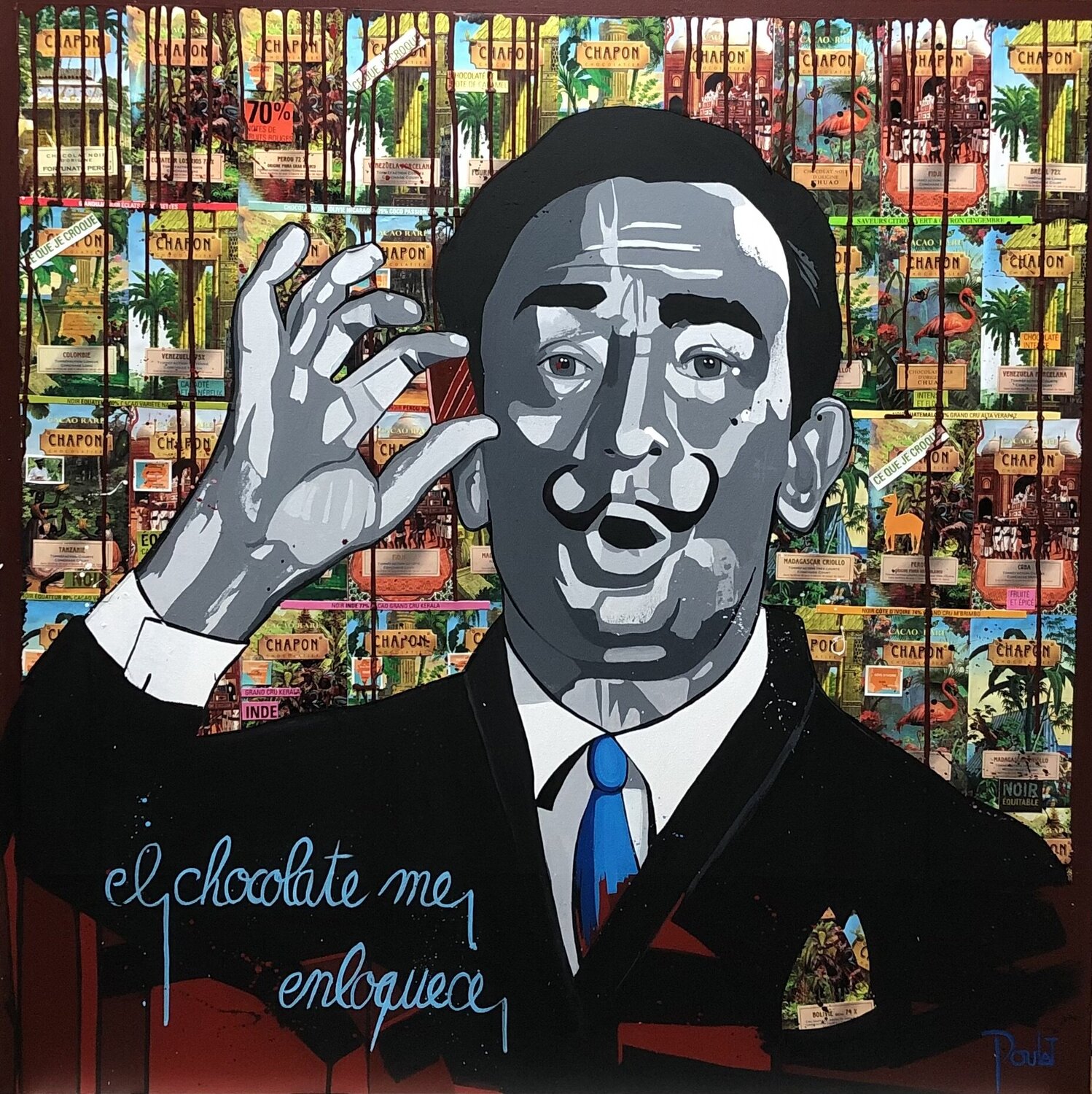 "El Chocolate me enloquece !  " HOMMAGE A DALI François Poulat Original painting for sale