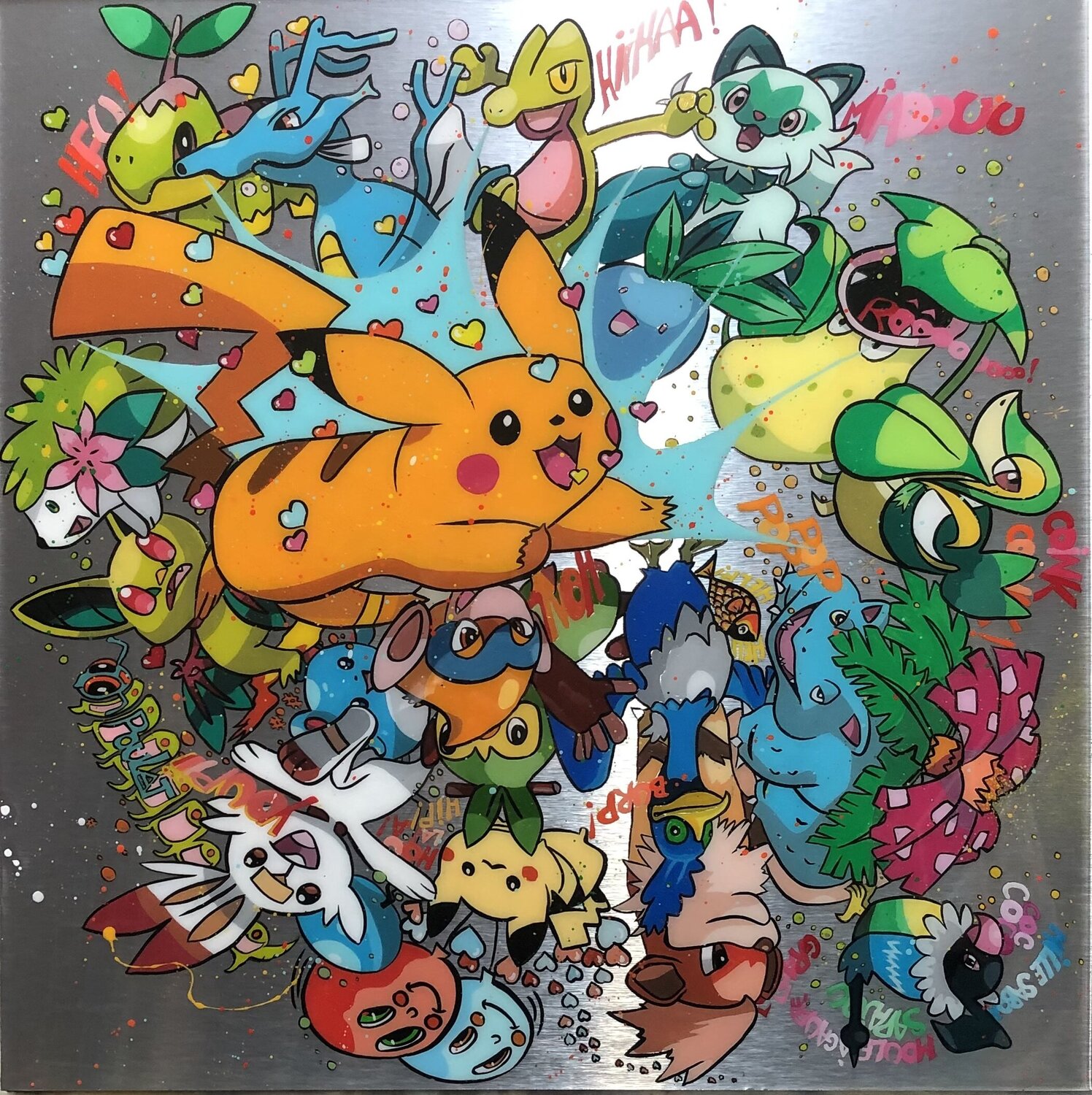 PIKACHU ET Cie François Poulat Original painting for sale