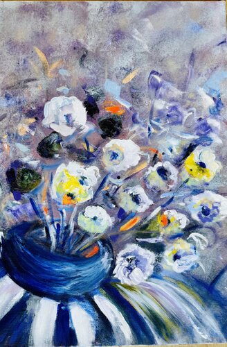 Envolée florale 2 by Karen Amsallem, Painting for Sale on Select