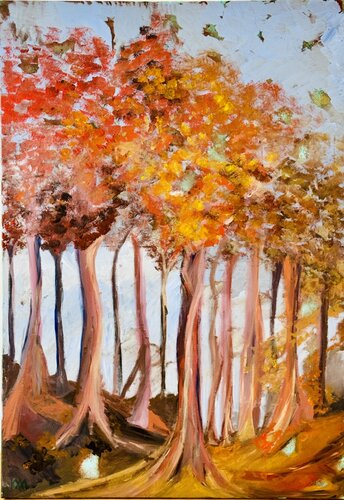 Forêt en feu (sans flammes) by Karen Amsallem, Painting for Sale on Select