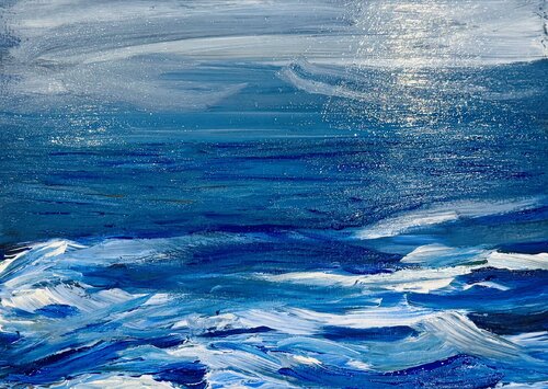 Quand le ciel rencontre la mer by Karen Amsallem, Painting for Sale on Select