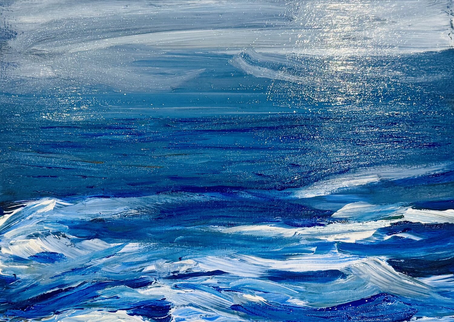 Quand le ciel rencontre la mer Karen Amsallem Original painting for sale