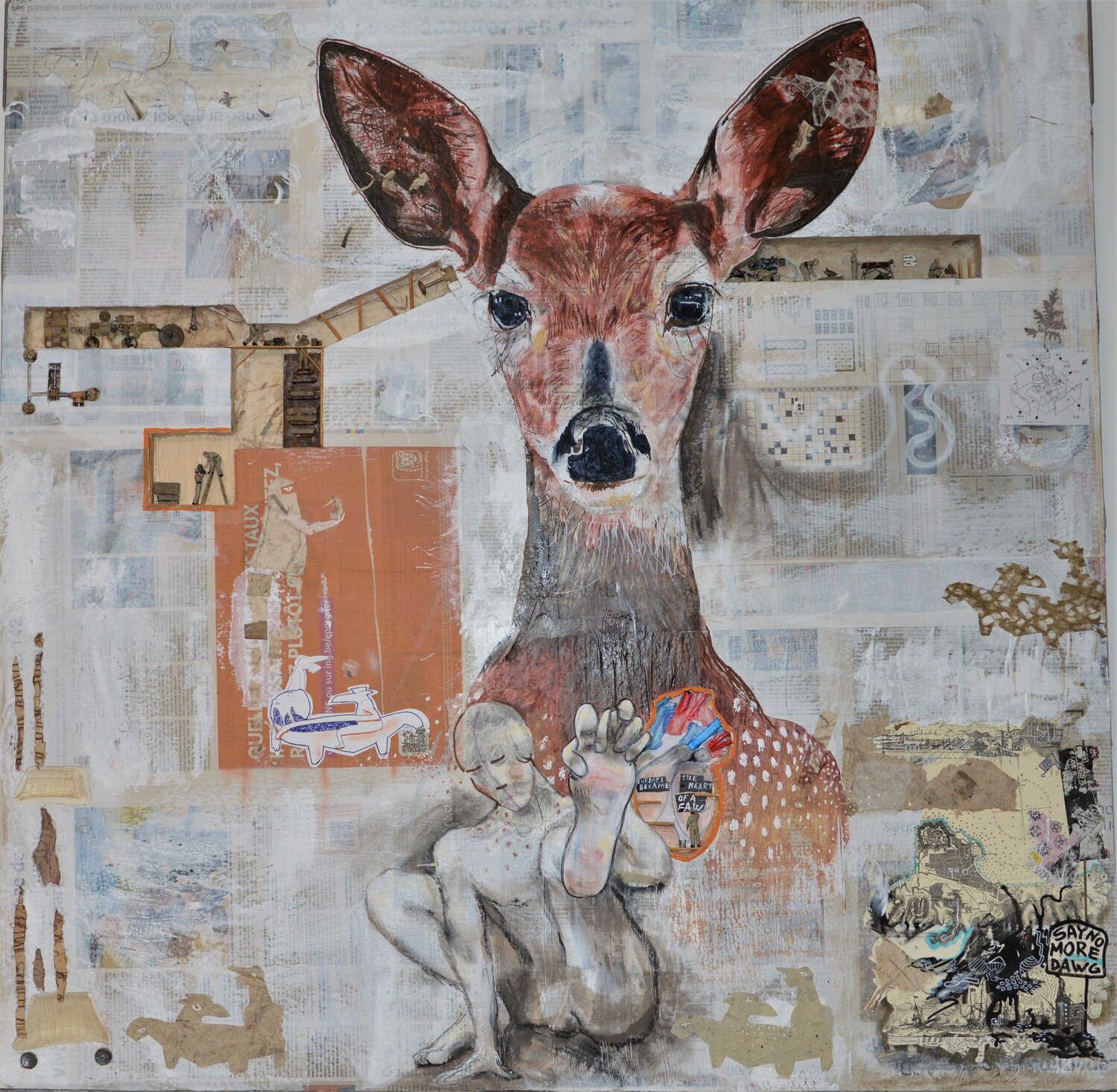 the day I became the heart of a fawn Pier Forlano Original painting for sale
