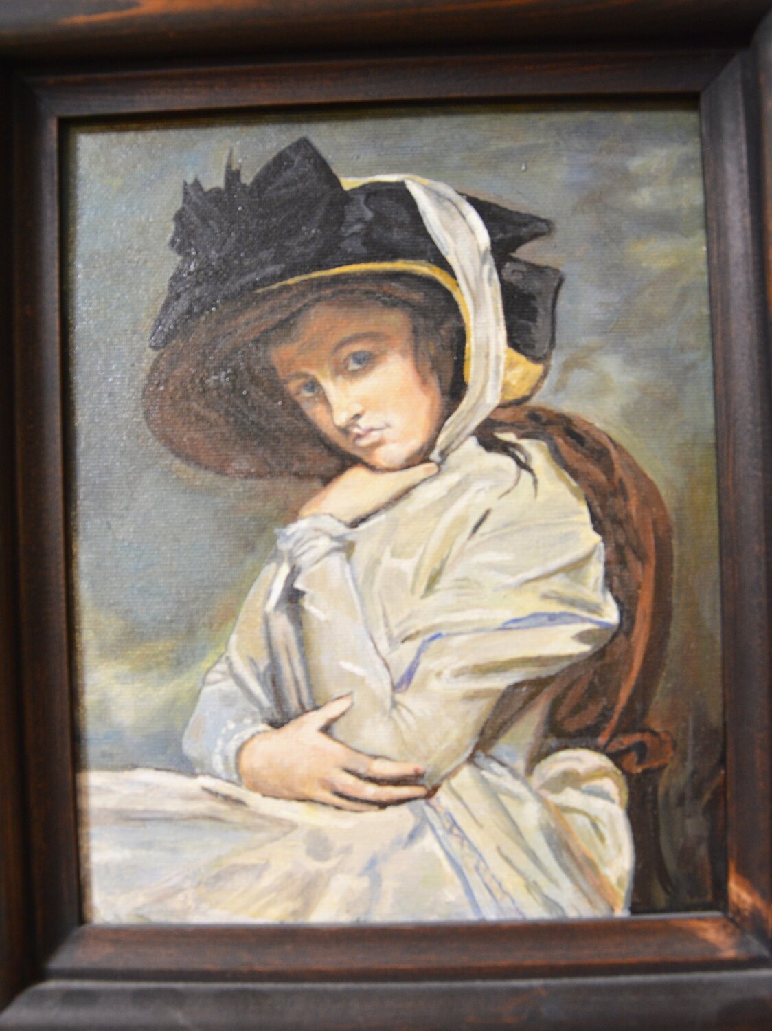 Lady Hamilton in a straw hat Pier Forlano Original painting for sale