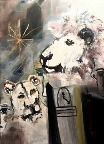 Lions by Sylvie Schambill, Painting for Sale on Select