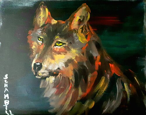 Totem loup by Sylvie Schambill, Painting for Sale on Select