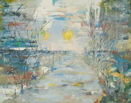 Soleil levant sur la rivière by Sylvie Schambill, Painting for Sale on Select