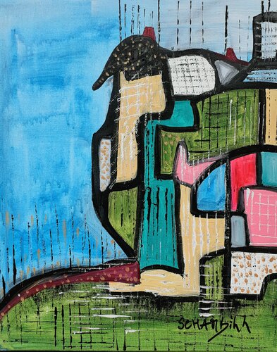 Paysage urbain. Imaginaire 3 by Sylvie Schambill, Painting for Sale on Select