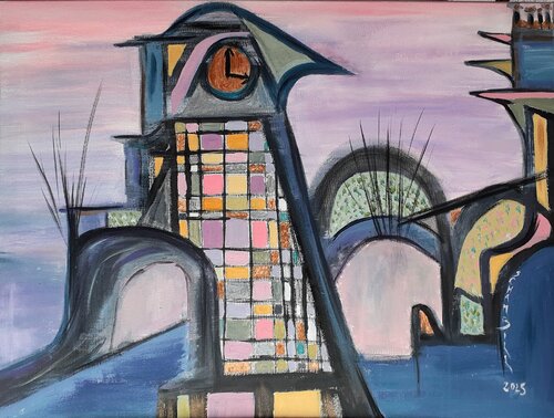 Paysage urbain. Imaginaire 4 by Sylvie Schambill, Painting for Sale on Select