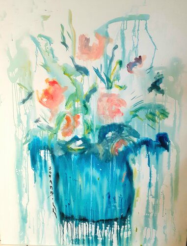 Roses et pivoines by Sylvie Schambill, Painting for Sale on Select