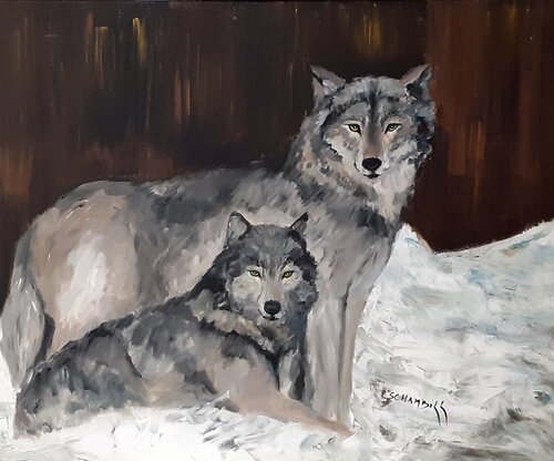 Loups by Sylvie Schambill, Painting for Sale on Select