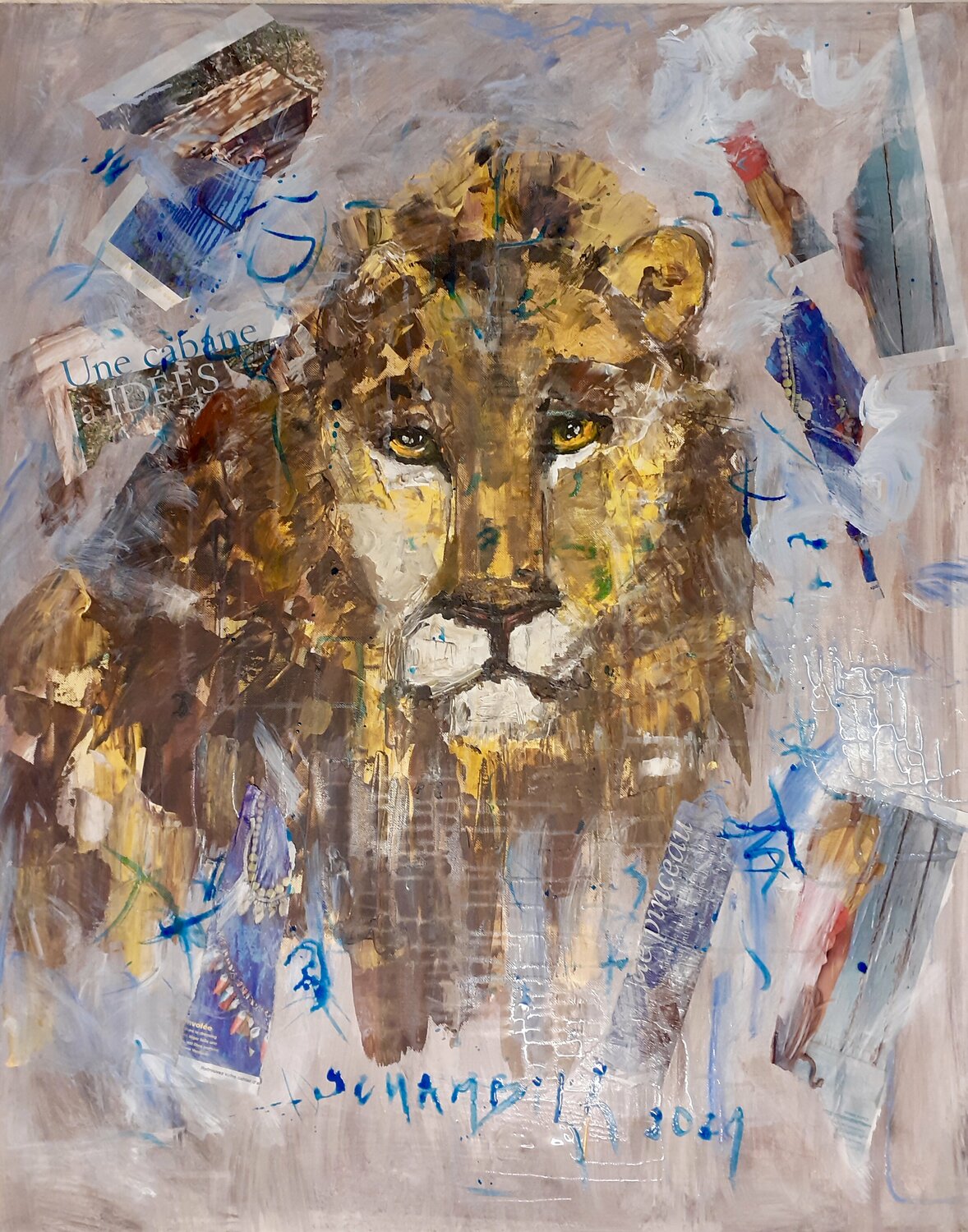 Lion C21 Sylvie Schambill Original painting for sale